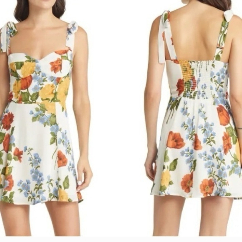 NEW, Reformation Niara Floral Mini Dress in multi size 12 #MD1551